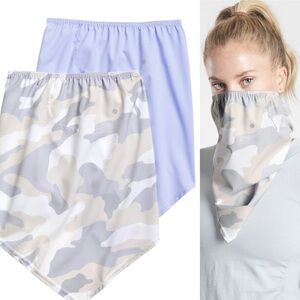 Athleta Made to Move Gaiter Mask 2 Pack Periwinkle Purple & Camo Bandana Scarf
